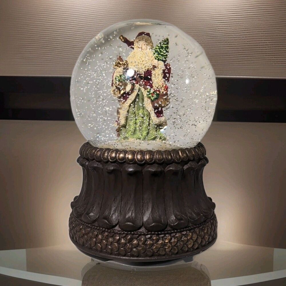 Sankyo Santa Claus Musical Snow Globe White Christmas 6" Vintage Holiday Decor